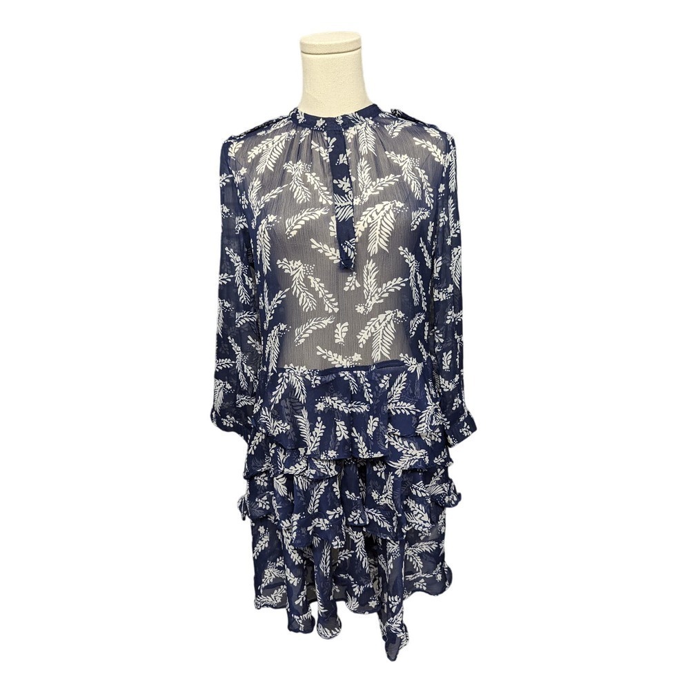 NWT ALLISON NEW YORK Medium Dress Crinkled Chiffon Sheer Tier Skirt Leaf‎ Print